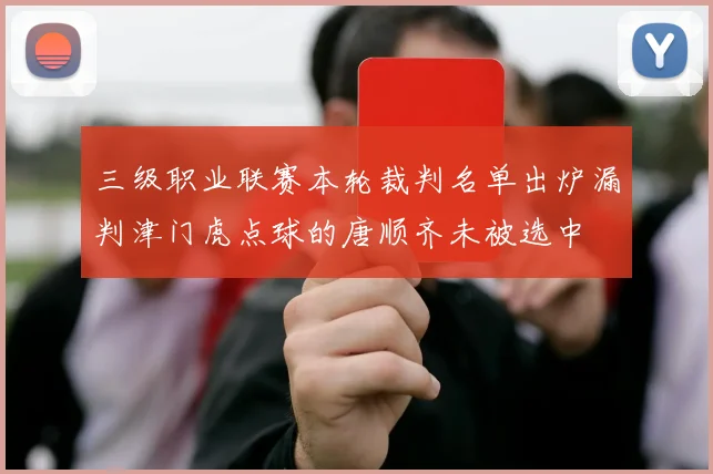 三级职业联赛本轮裁判名单出炉漏判津门虎点球的唐顺齐未被选中